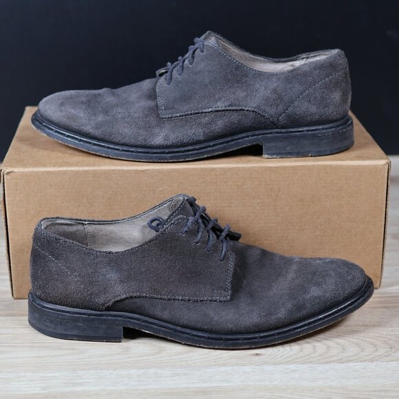 AllSaints Apollo‎ Derby Shoes Mens Size 10 Gray Black Dress Casual Suede Leather - Picture 1 of 8